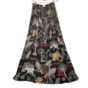 Vintage 90s Y2K Safari Animal Print Maxi Skirt Women’s Black Jungle Theme